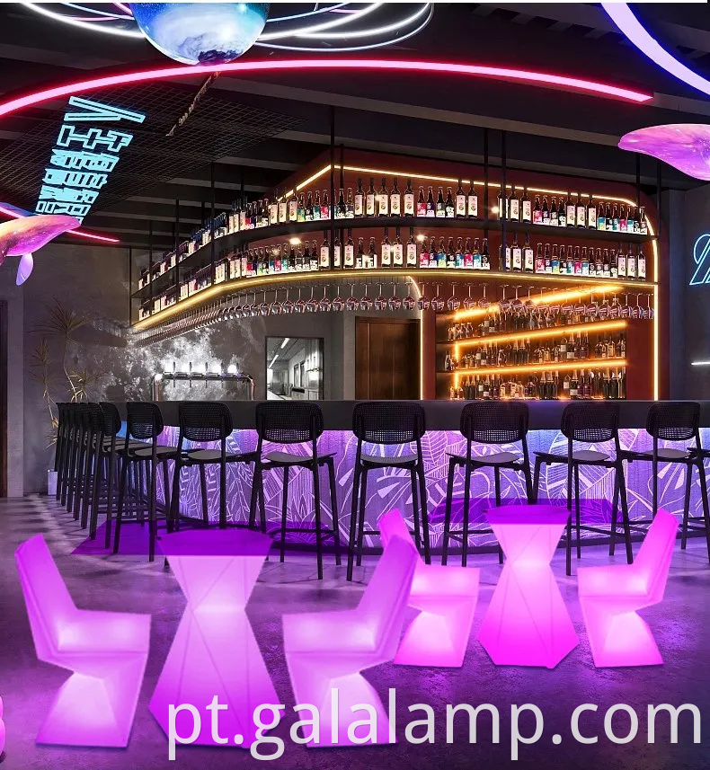 Conjunto elegante de refeições ao ar livre LED luminosa para varandas aconchegantes